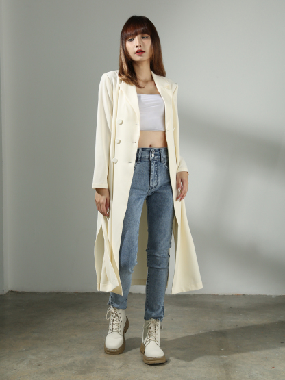 [PREORDER] Front Button With Belt Long Sleeve Dress AC426