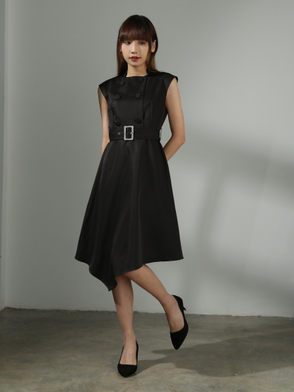 [PREORDER] Irregular Long Sleeveless With Belt Dress AC431