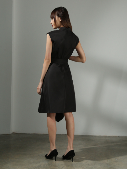 [PREORDER] Irregular Long Sleeveless With Belt Dress AC431