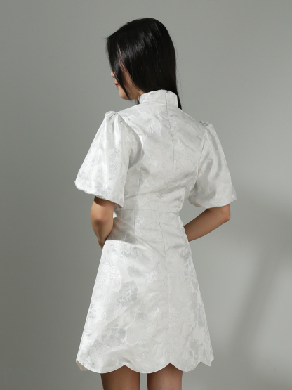 Puff Sleeve Front Hole Dress AC433