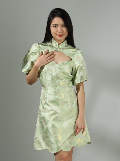 Puff Sleeve Front Hole Dress AC433