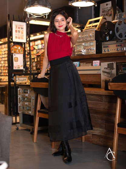 High Waist With Net Long Skirt AC423