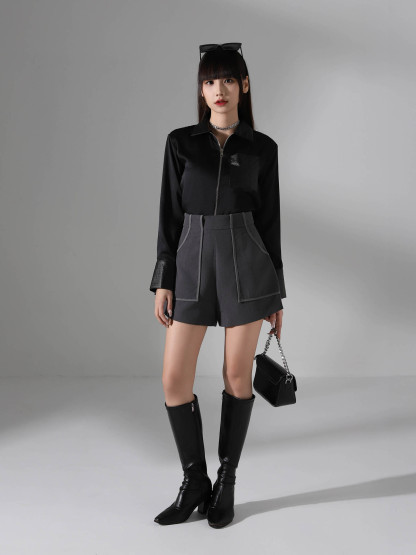 High Waist Side Pocket Short Pants AC921