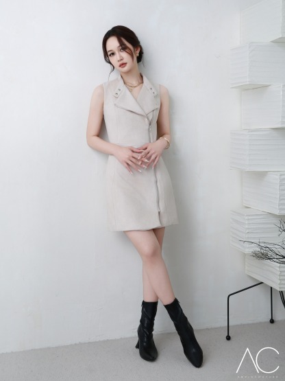Sleeveless Front Zip Dress AC567