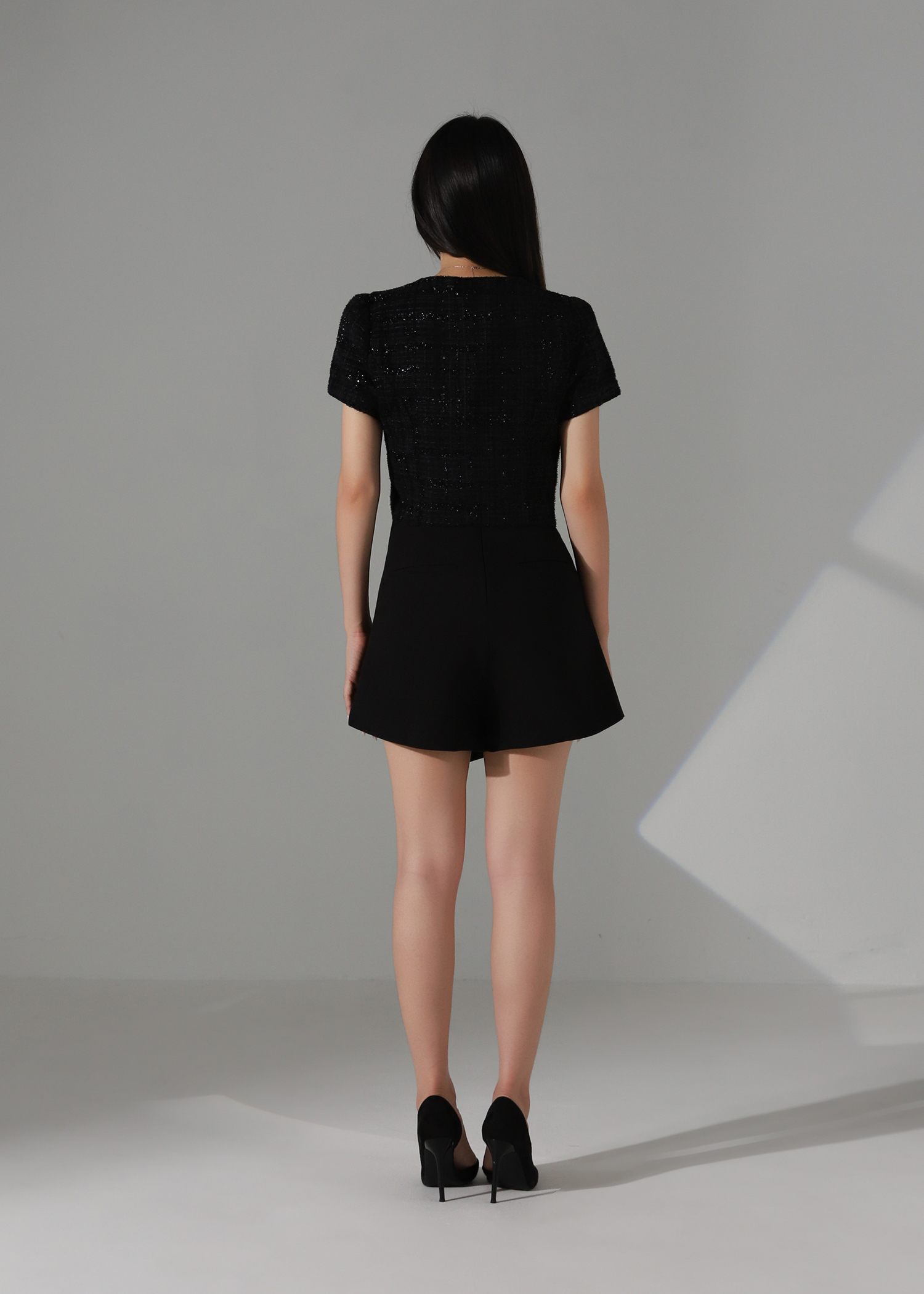 Square Neck Tweed Top AC583