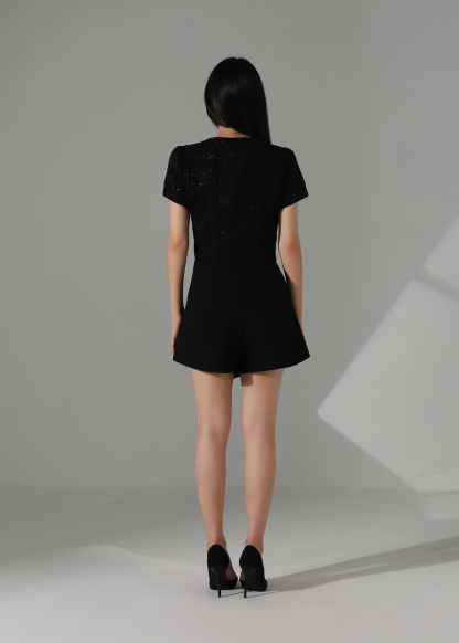 Square Neck Tweed Top AC583