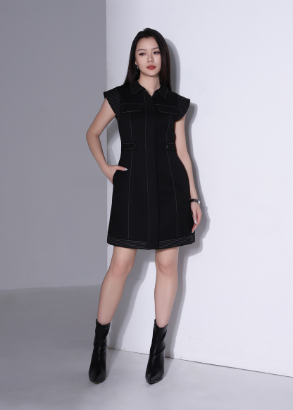Side Pocket Sleeveless Denim Dress AC589