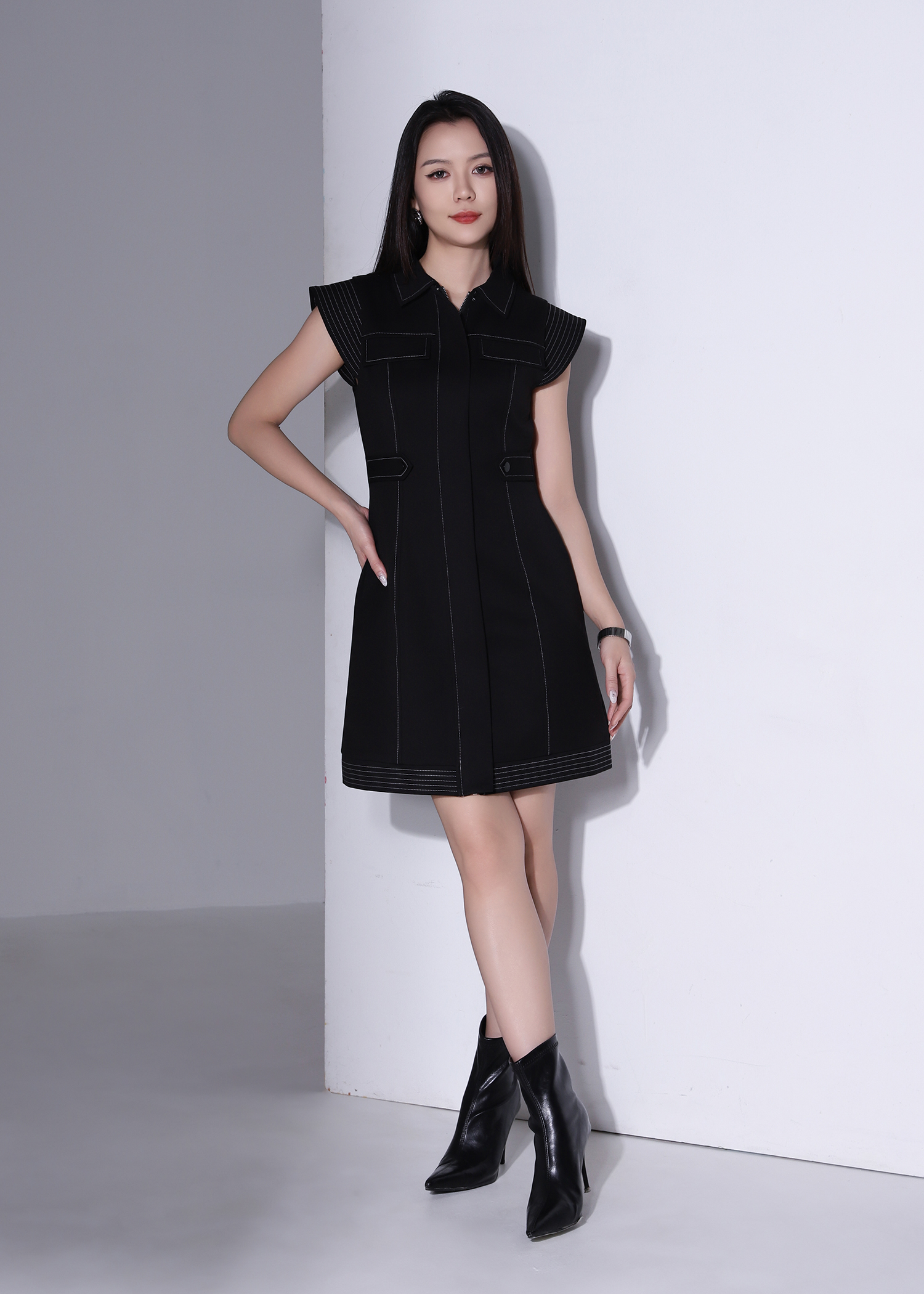 Side Pocket Sleeveless Denim Dress AC589