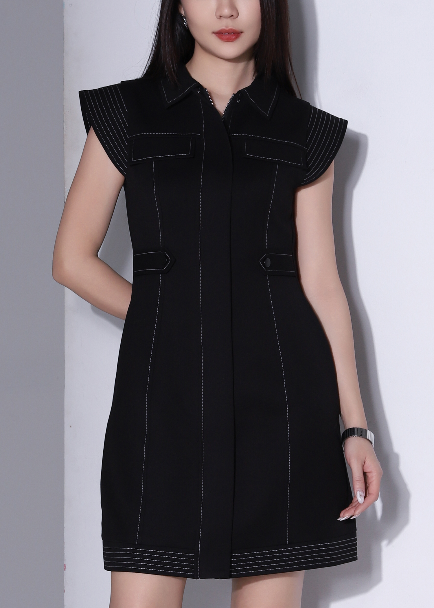 Side Pocket Sleeveless Denim Dress AC589