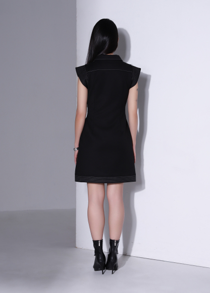 Side Pocket Sleeveless Denim Dress AC589