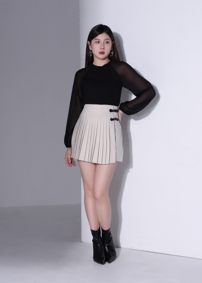 Sheer Tie Neck Long Sleeve Blouse AC590
