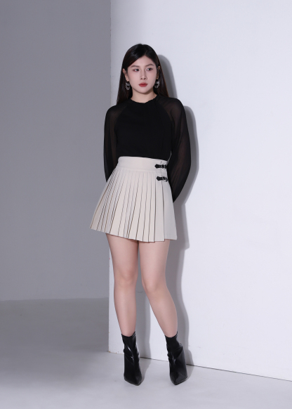 Sheer Tie Neck Long Sleeve Blouse AC590