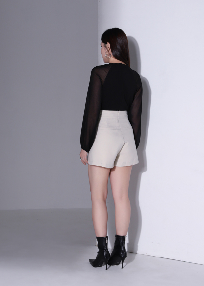 Sheer Tie Neck Long Sleeve Blouse AC590