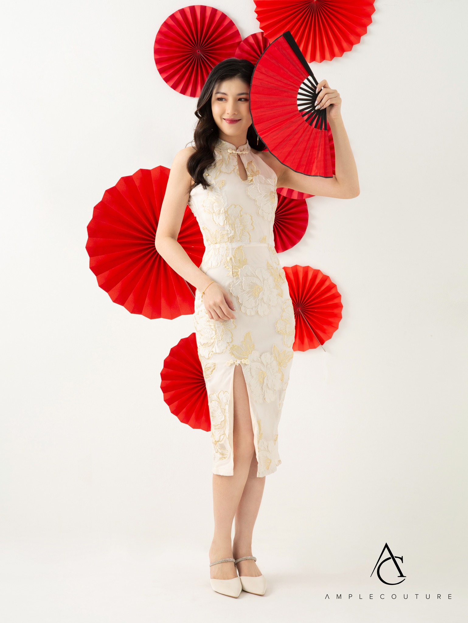 Flower Cheongsam Halter Dress AC603 (SPO)
