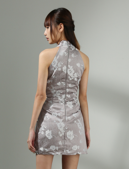 Floral Halter Wrinkled Dress AC622