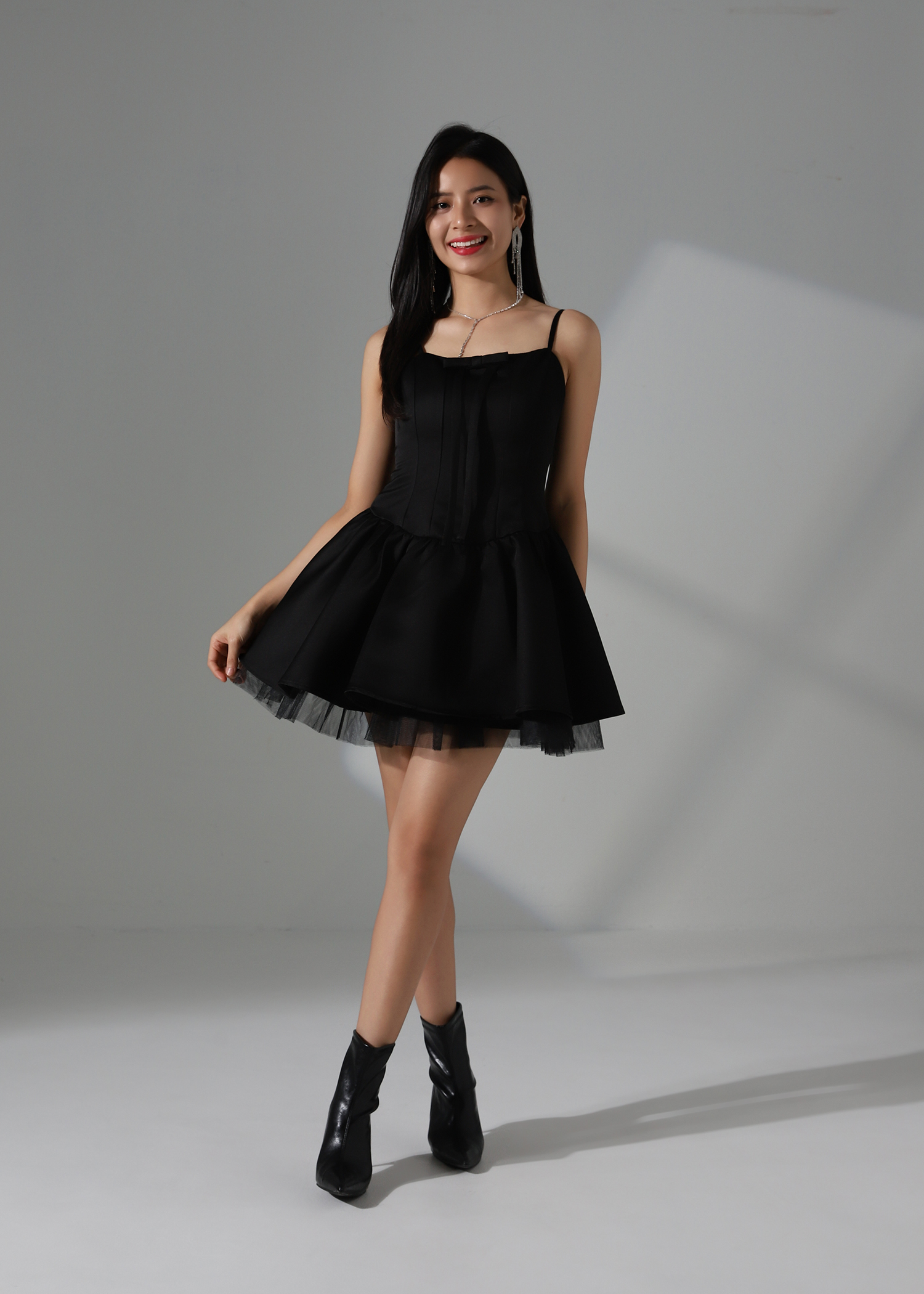 Muse in Motion] Ribbon Bow Mini Dress AC653 – AMPLE COUTURE