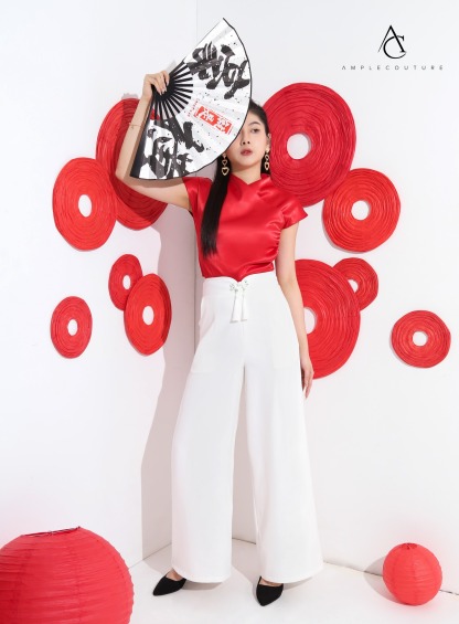 Chinese Button Decorative Long Pants AC507