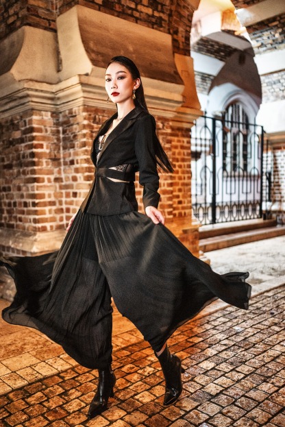 High Waist Pleated Long Skirt AC417