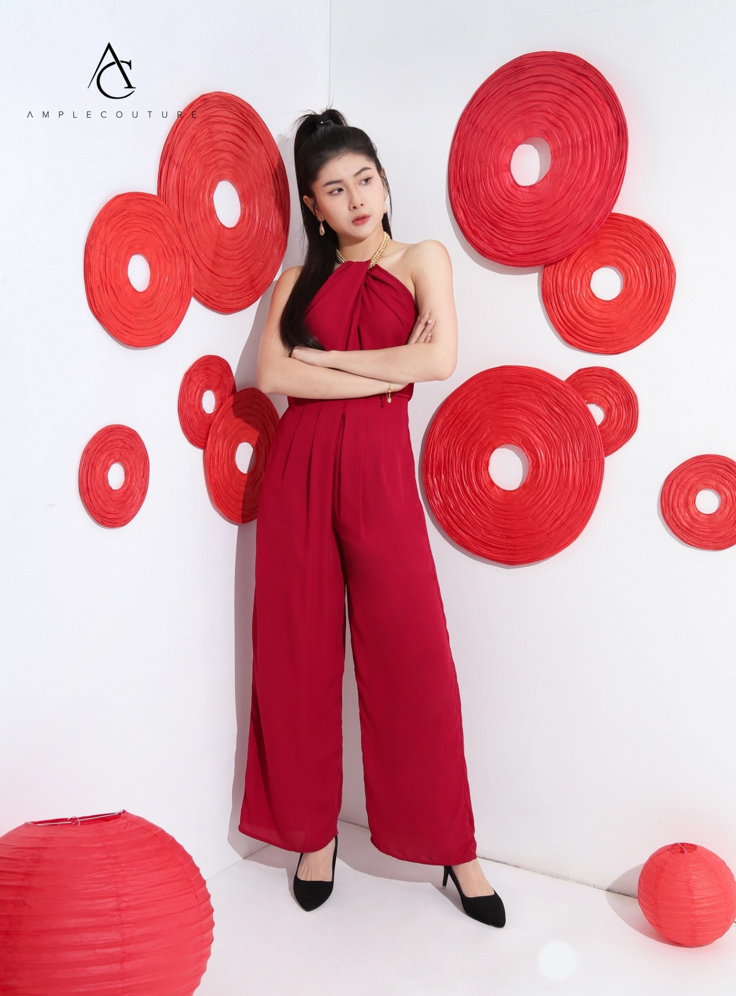 Halter With Gold Chain Jumpsuit AC720