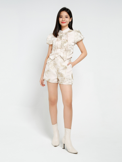 Puff Sleeve Top With Short Pant Set AC758