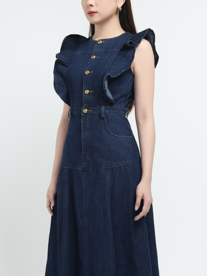 Denim Ruffles Dress AC773