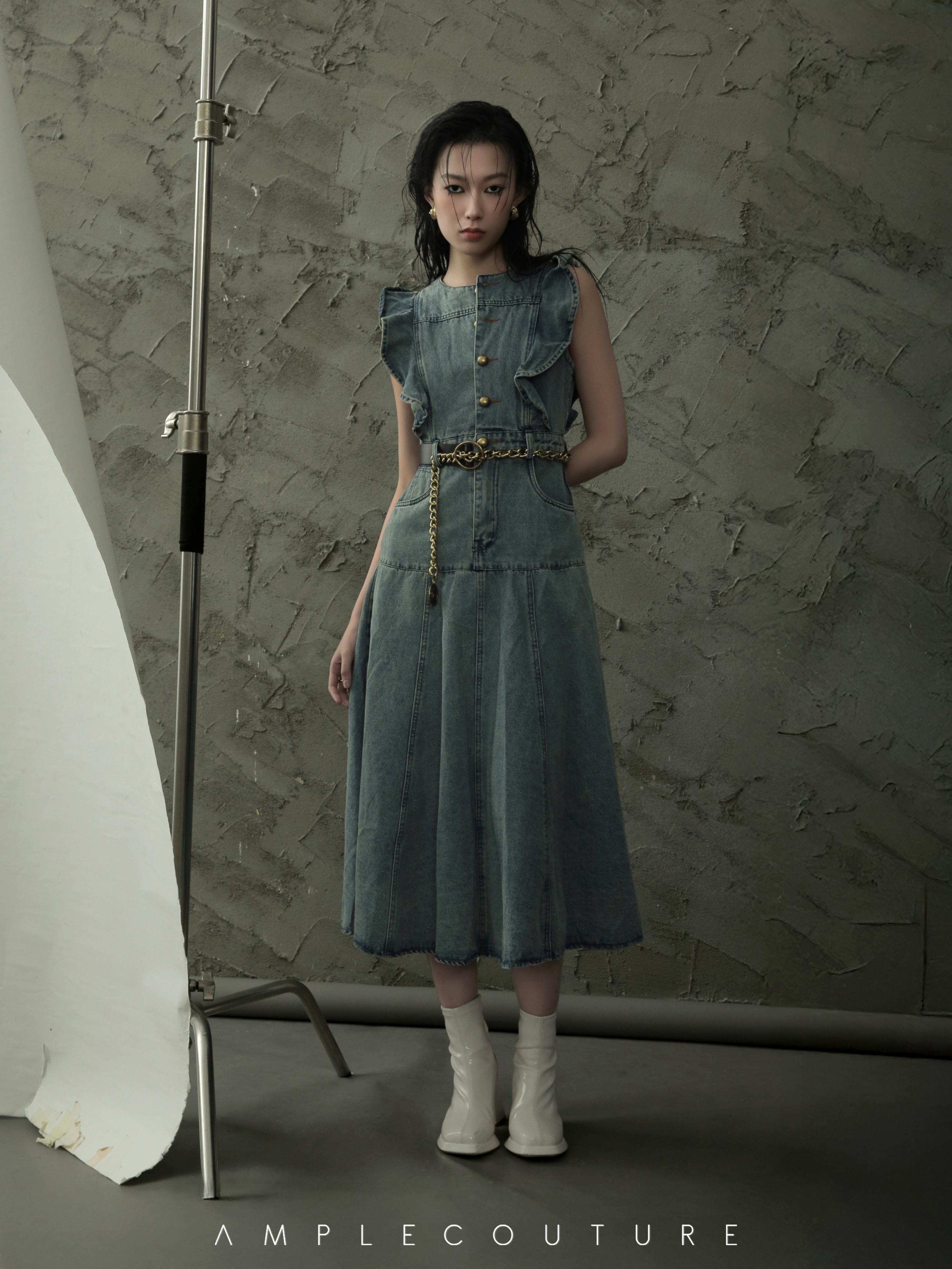 Denim Ruffles Dress AC773