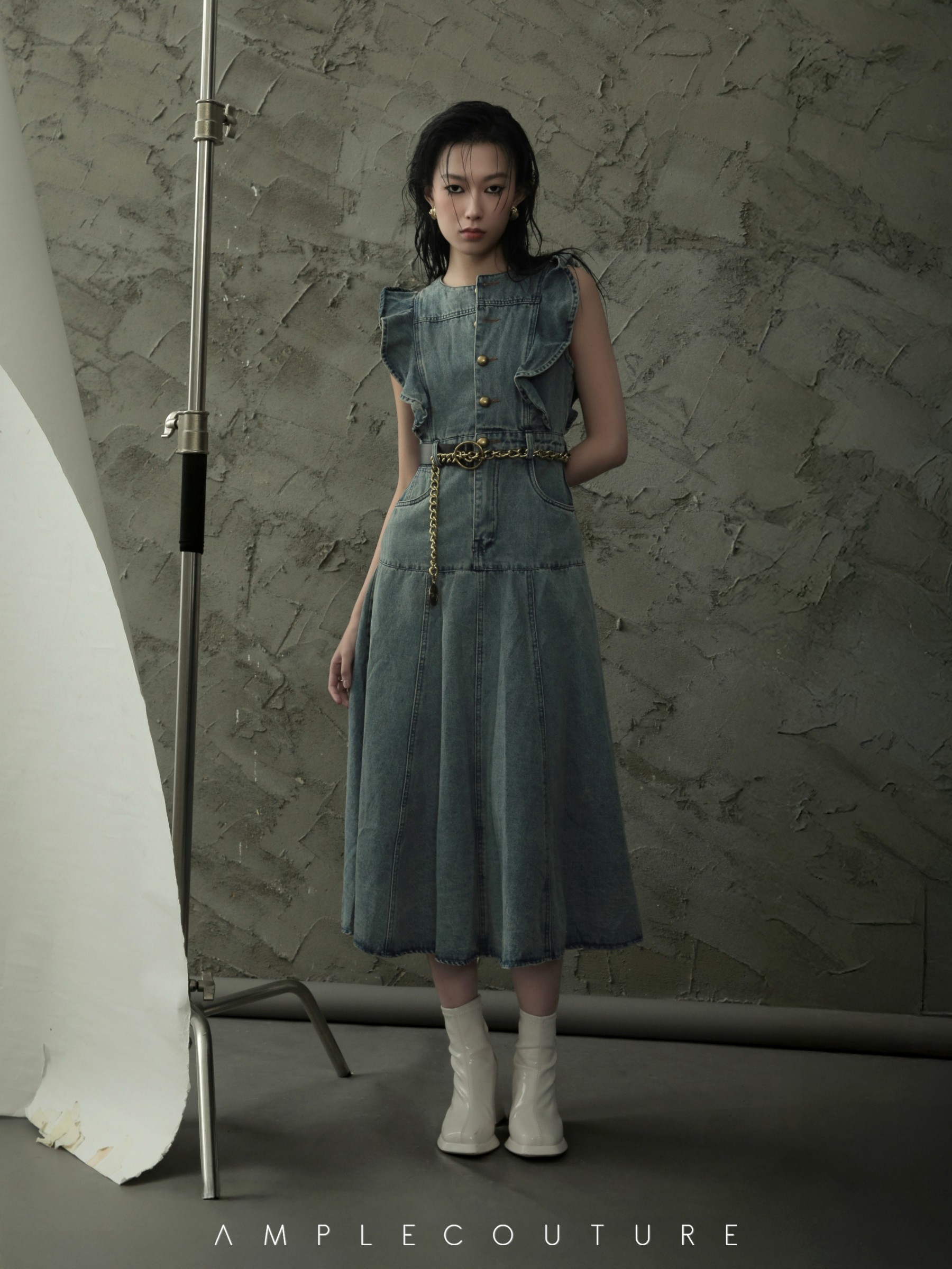 Denim Ruffles Dress AC773