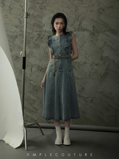 Denim Ruffles Dress AC773