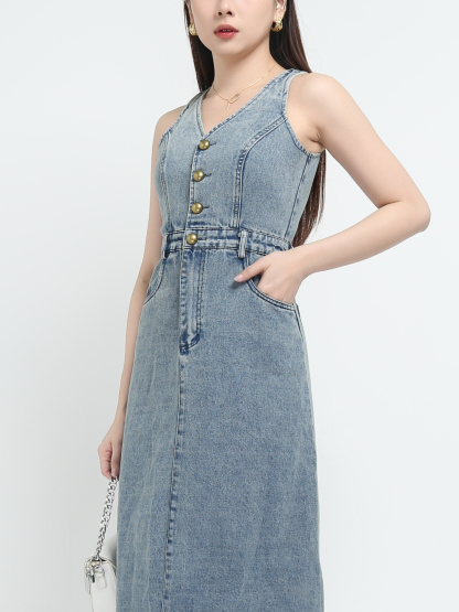 Denim Sleeveless Dress AC790