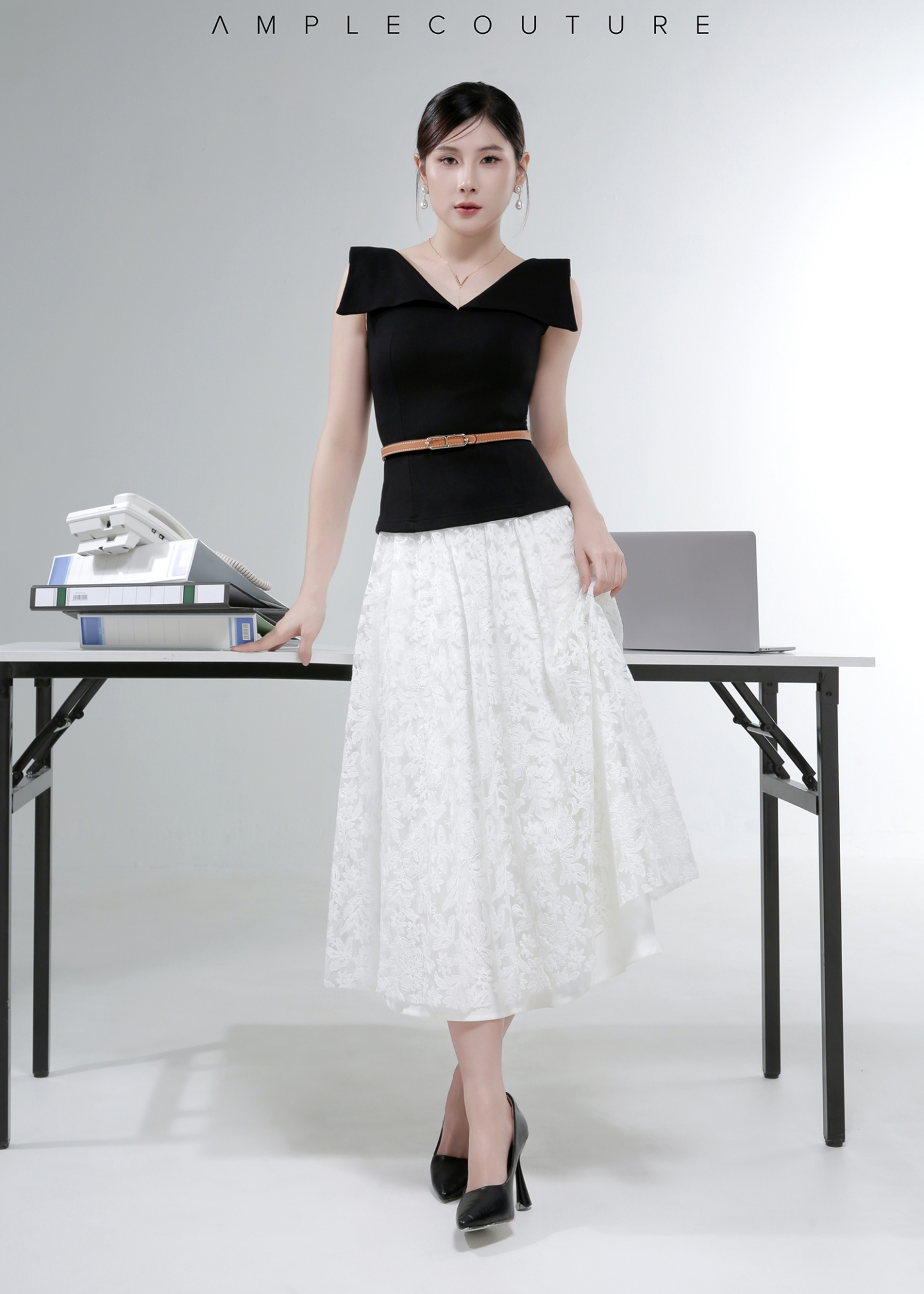Floral Lace Midi Skirt AC255