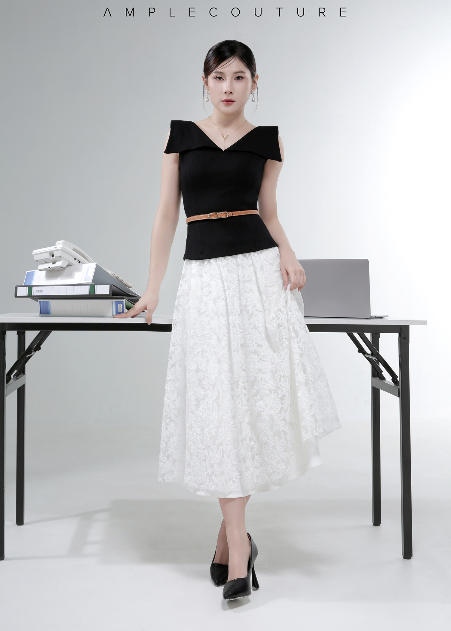 Floral Lace Midi Skirt AC255