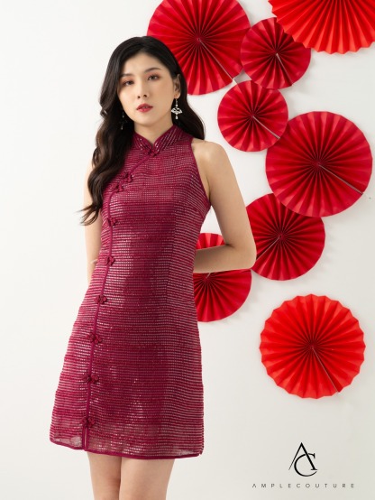 Sleeveless Back Zip Front Decorative Button Dress AC808 (SPO)