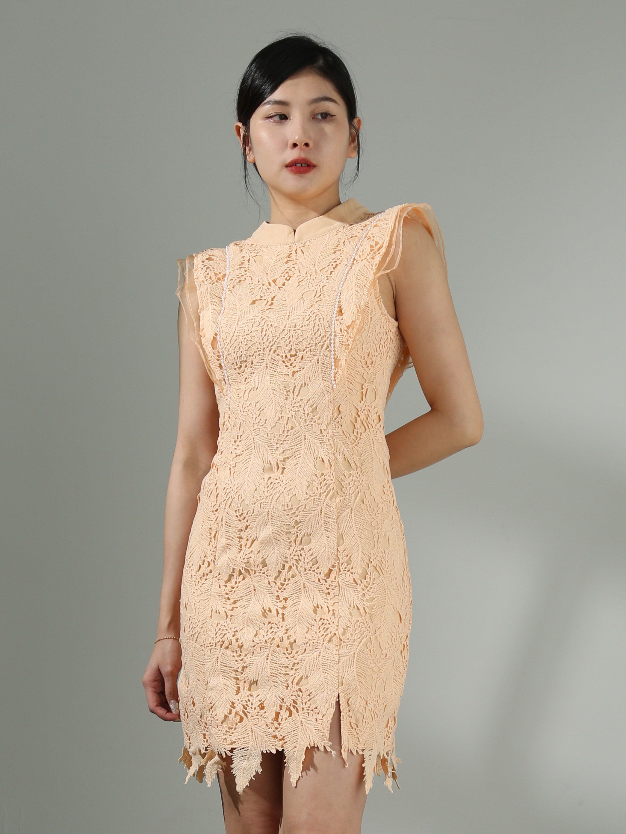 Lace Sleeveless Back Zip Dress AC809