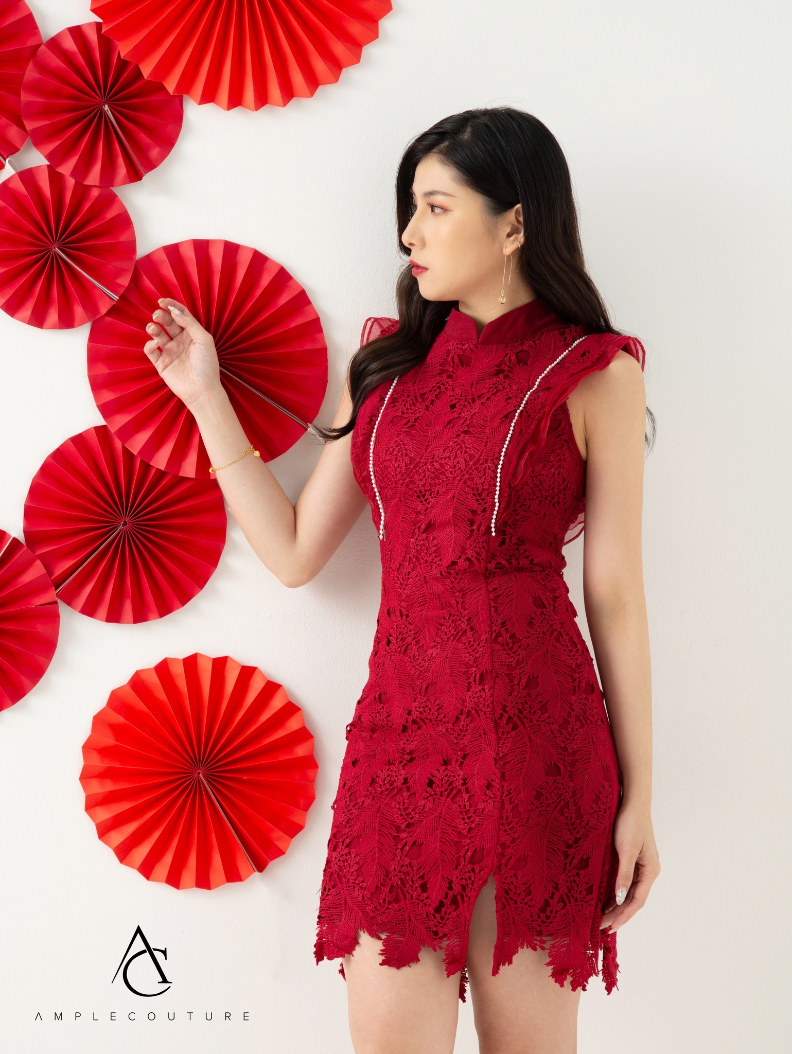 [PREORDER] Lace Sleeveless Back Zip Dress AC809 (SPO)