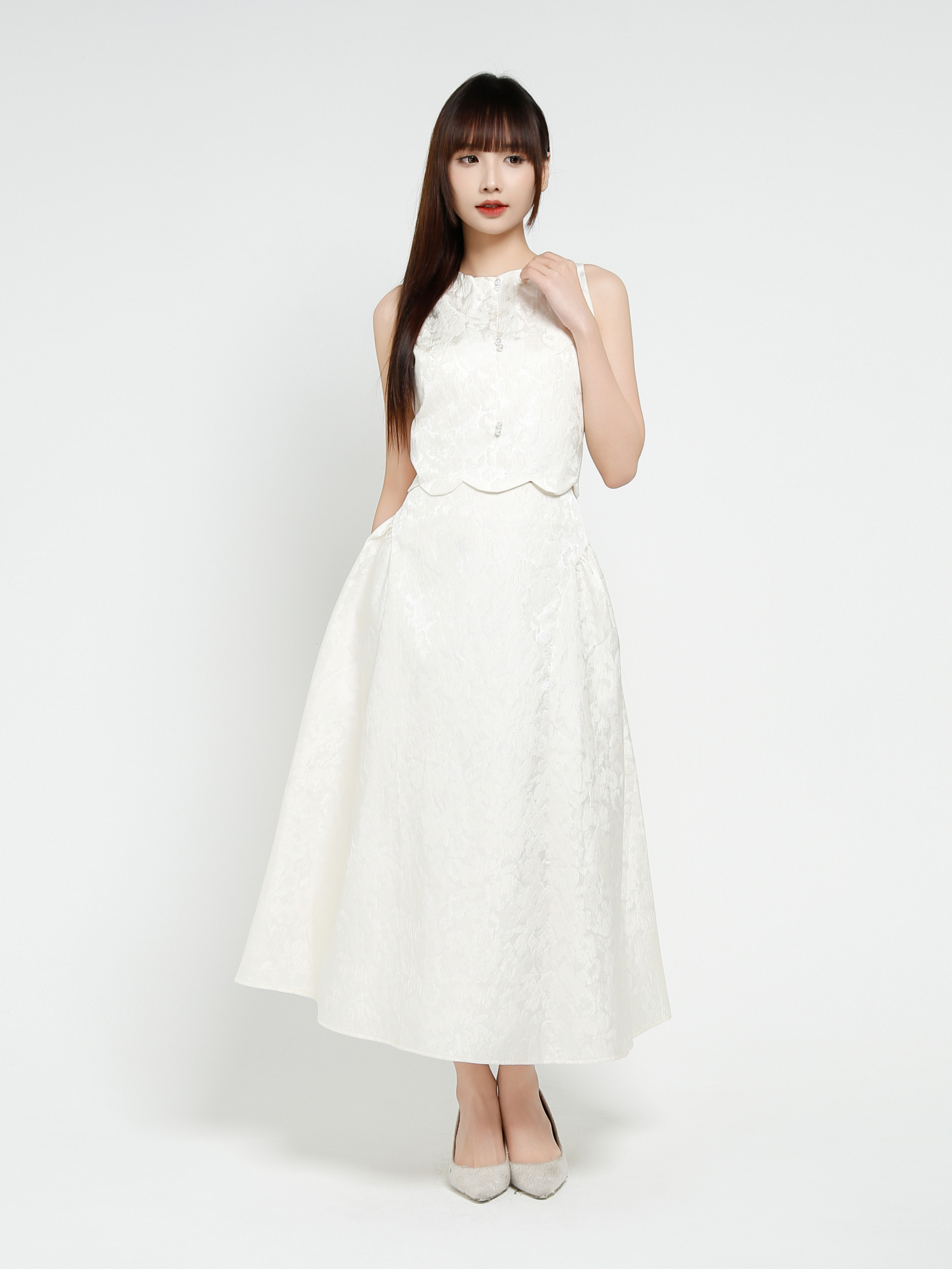 Sleeveless Back Zip Top With Long Skirt Set AC819