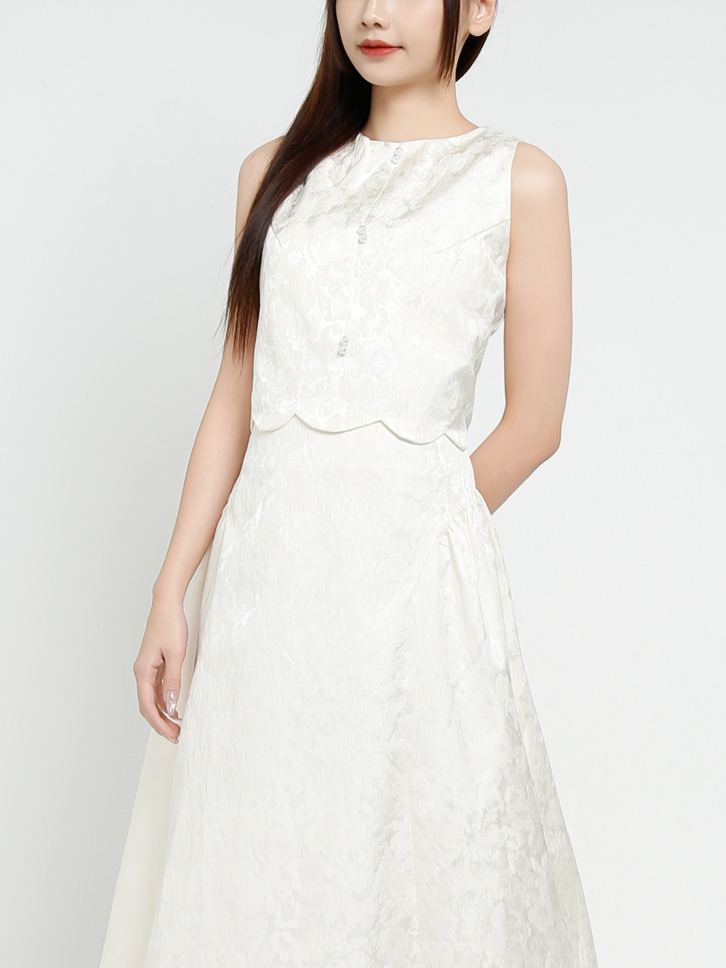 Sleeveless Back Zip Top With Long Skirt Set AC819