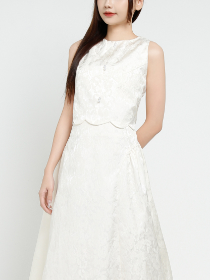 Sleeveless Back Zip Top With Long Skirt Set AC819