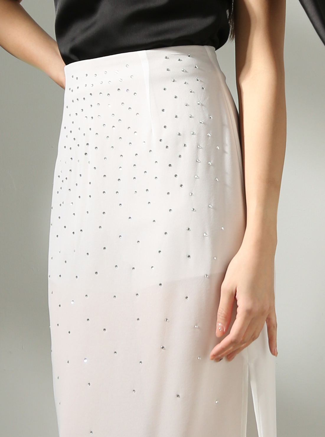 Mesh With Decorative Diamond Skirt Pant AC822