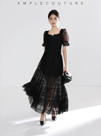 Elegant Eyelet Net Top AC834