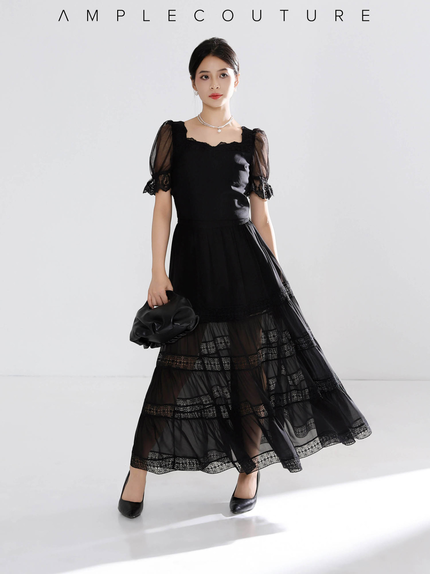 Elegant Eyelet Net Top AC834
