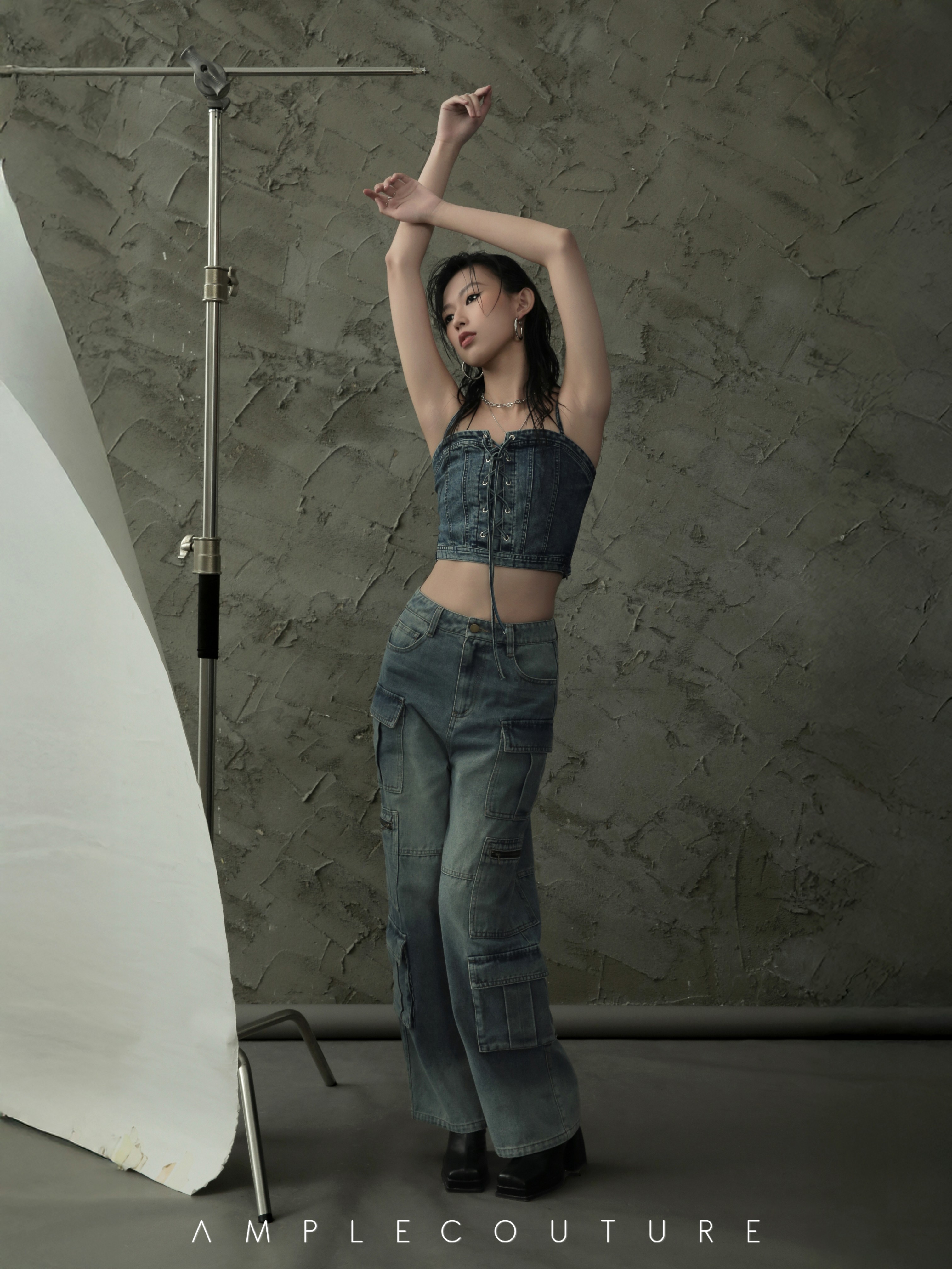 Denim Side Pocket Long Pants AC839