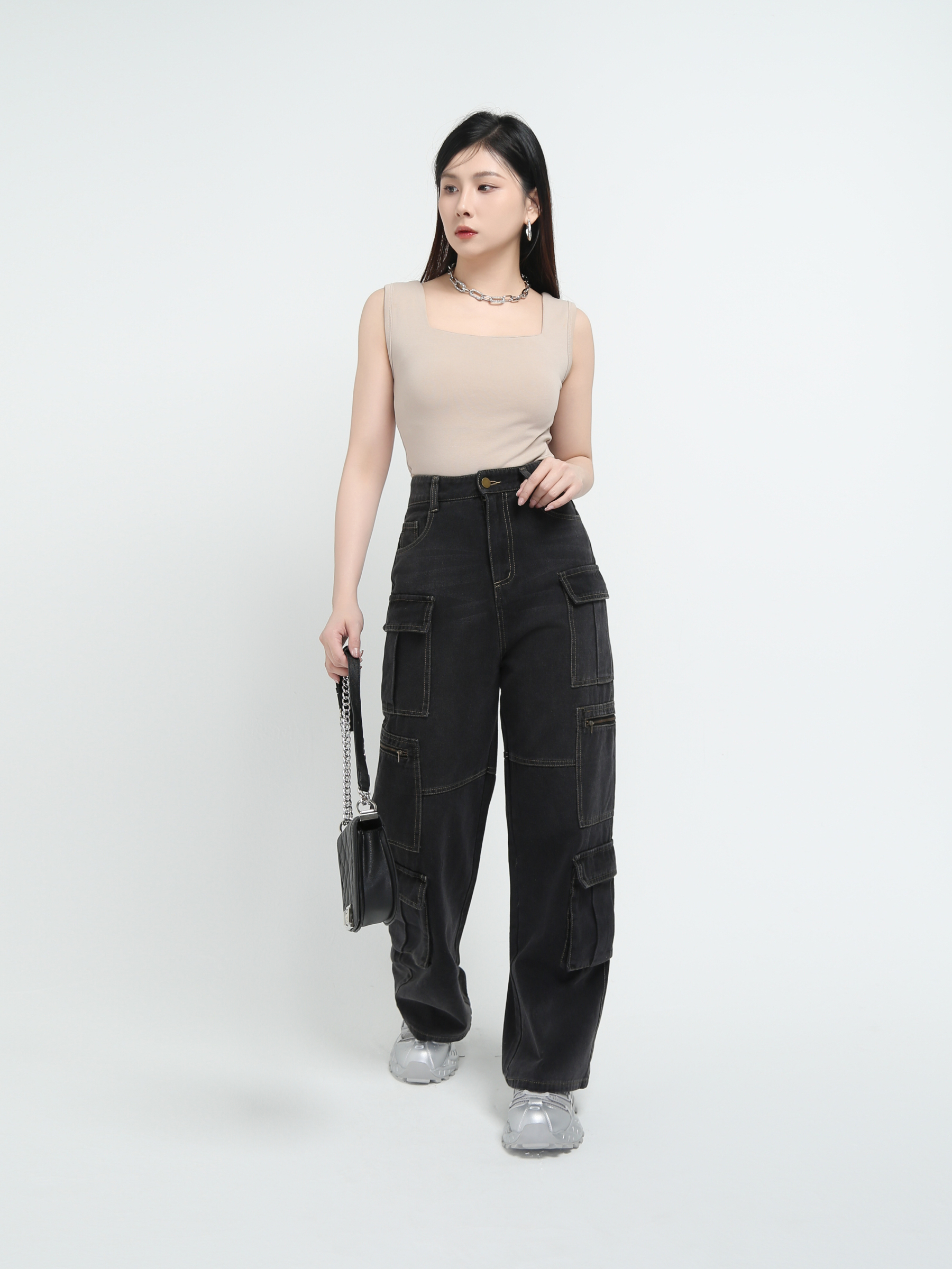Denim Side Pocket Long Pants AC839