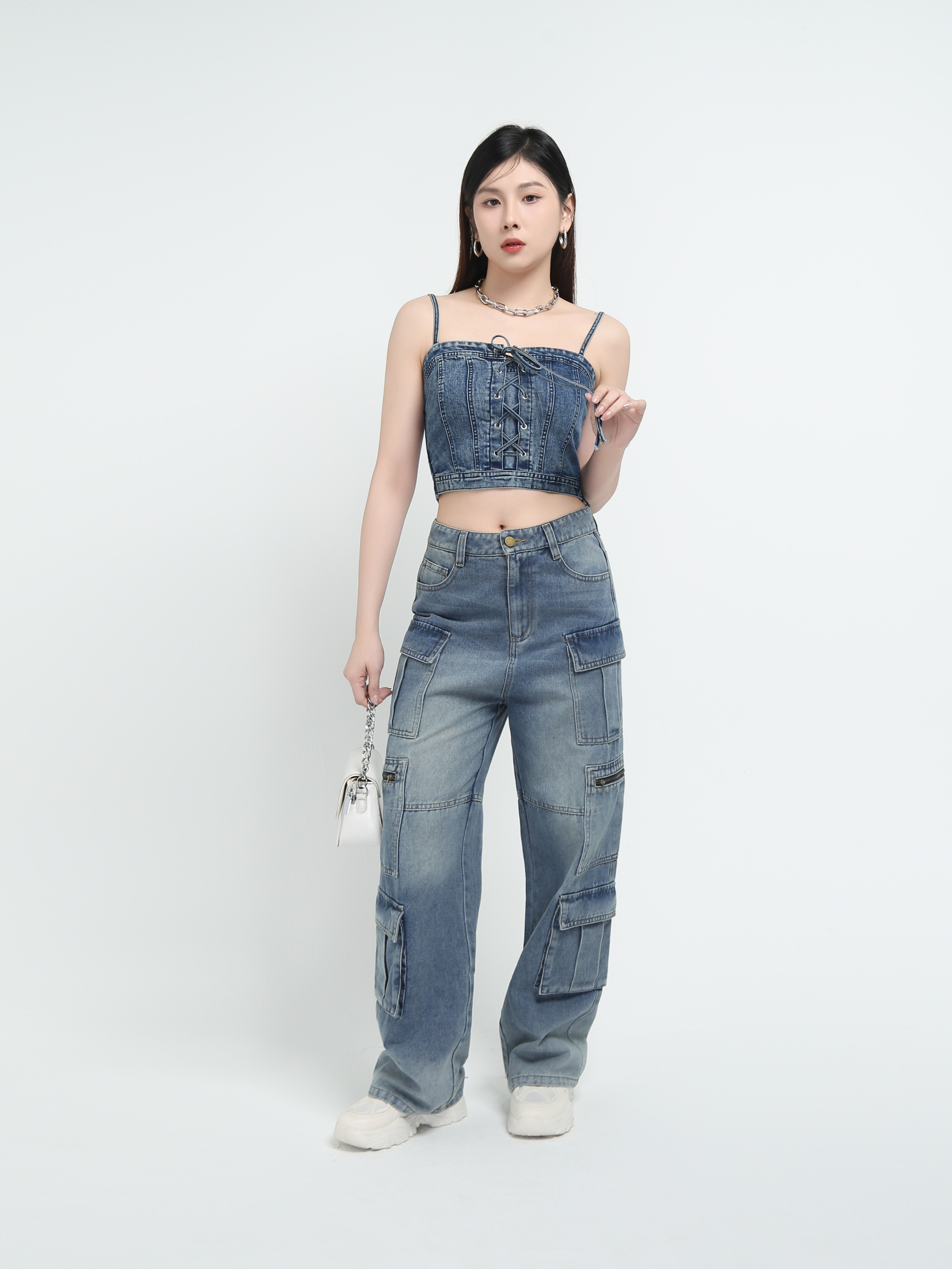 Denim Side Pocket Long Pants AC839