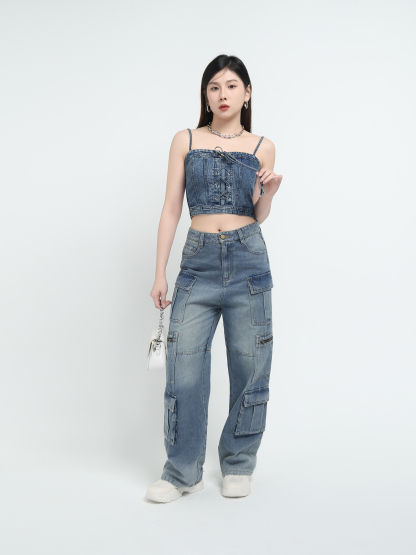 Denim Side Pocket Long Pants AC839