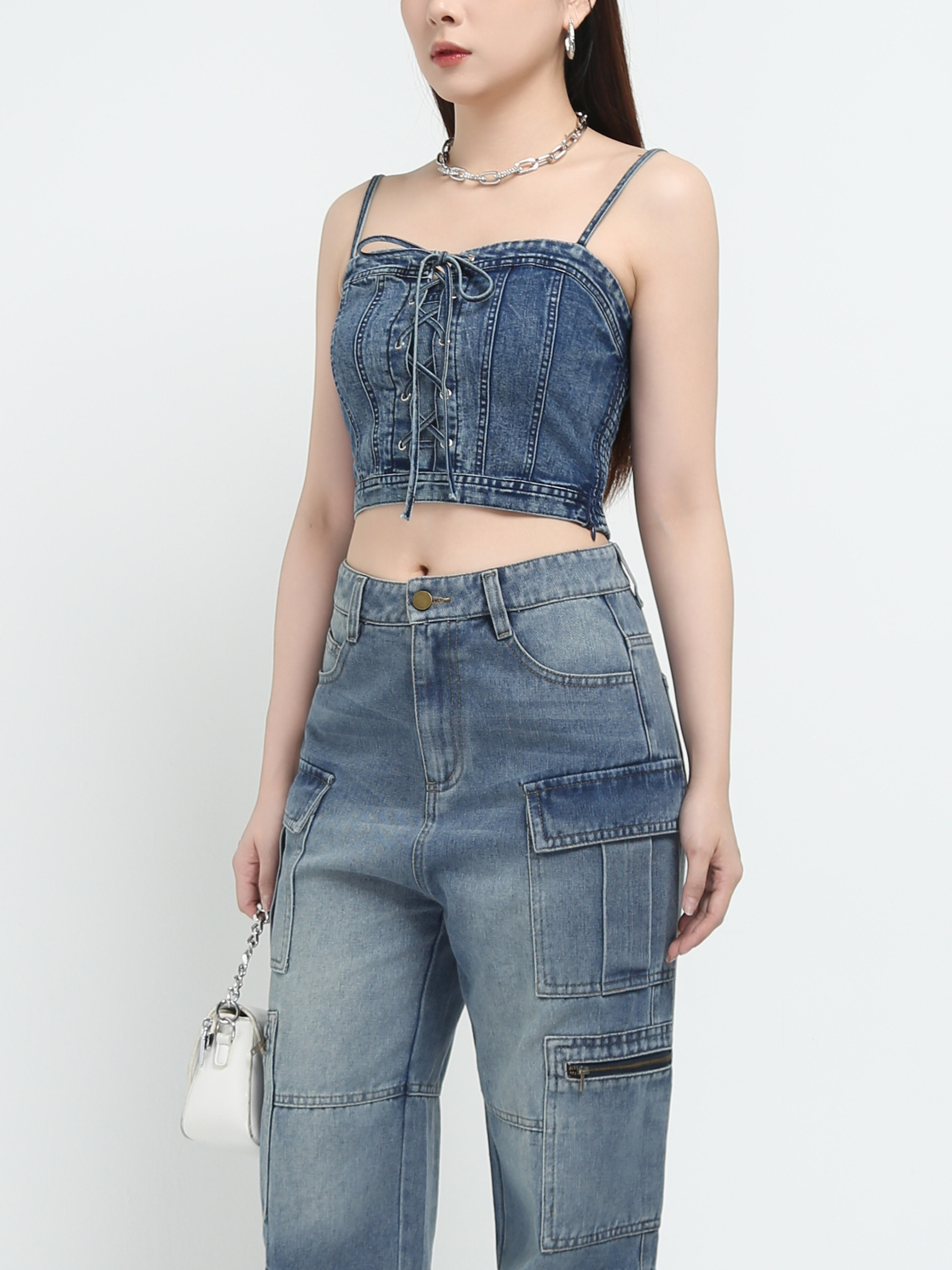 Denim Side Pocket Long Pants AC839