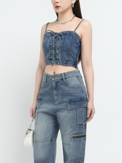 Denim Side Pocket Long Pants AC839