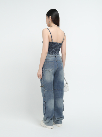 Denim Side Pocket Long Pants AC839