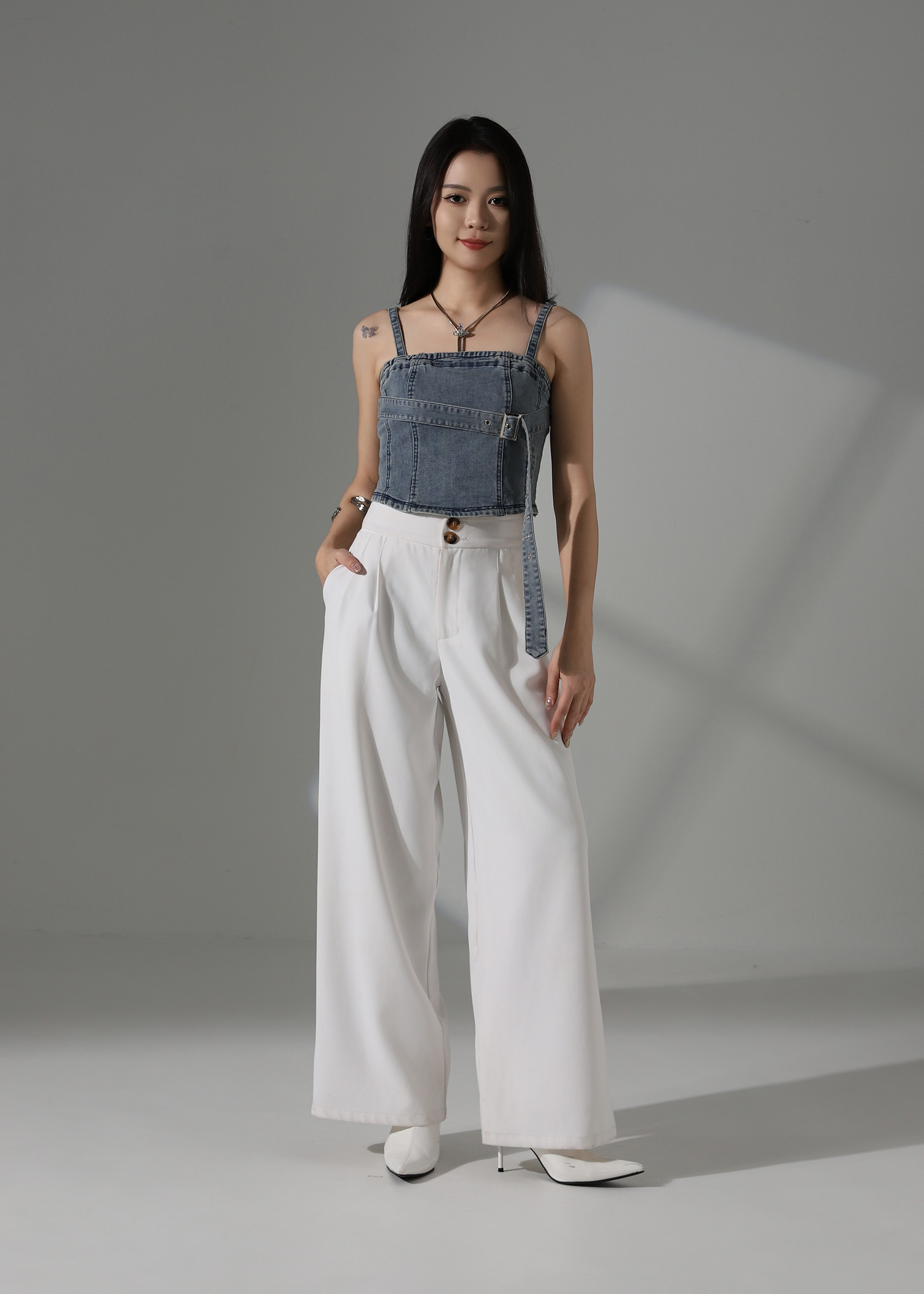 Denim With Crap Crop Top AC845