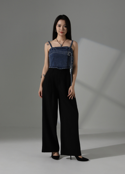 Denim With Crap Crop Top AC845