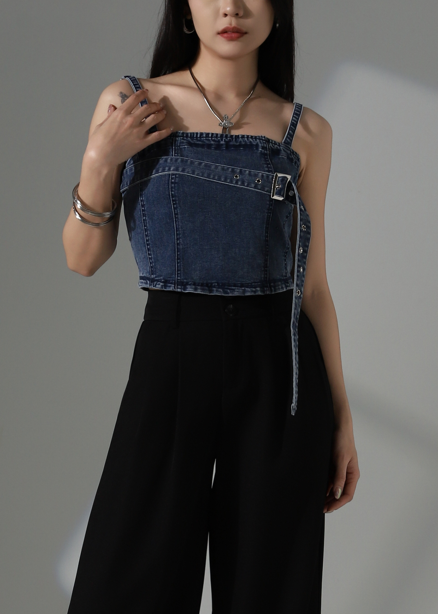 Denim With Crap Crop Top AC845